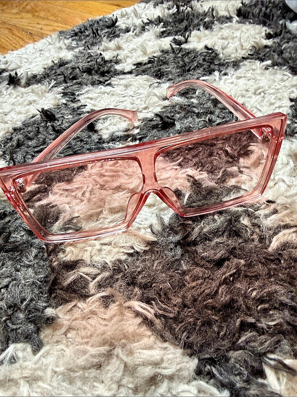 Oversized Pink Square Frame Glasses New